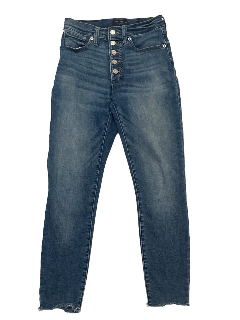 Lucky Brand Bridgitte High Rise Skinny Jeans 6/28 Frayed Ankle Stretch Denim